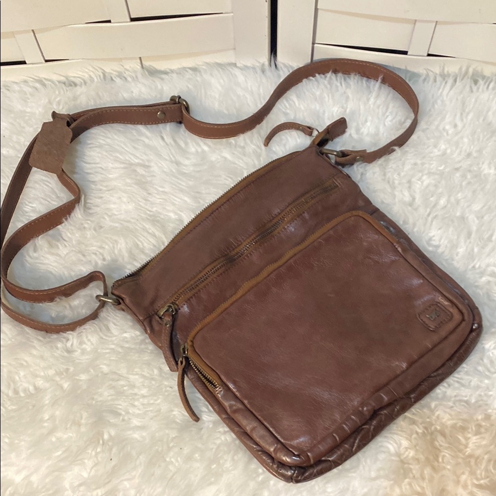 Wise Owl Brown Leather Crossbody Bag Purse
